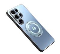 Fine Ajuste - Cover per Samsung Galaxy S25 con supporto in metallo girevole a 360°, protezione completa dell'obiettivo della fotocamera, custodia protettiva (blu, Samsung Galaxy S25)