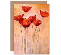 Fine Art Prints - Biglietto di auguri per pittura con papaveri rossi con busta interna, qualità premium