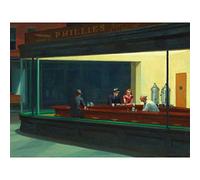 Fine Art Prints Edward Hopper Nighthawks Iconic Painting Poster di grande stampa artistica da parete di carta spessa 40 x 50 cm per soggiorno