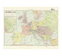 Fine Art Prints Peltier 1914 - Stampa artistica da parete con mappa politica europea, lingua francese, 40 x 50 cm