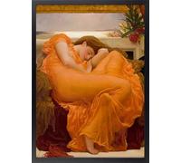 Fine Artic Quadro di giugno fiammeggiante di Frederic Leighton - Poster classico con cornice in legno nero - Decorazione murale Preraffaelita Salone elegante - Stampa incorniciata Museo