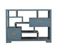Fine Asianliving Libreria Cinese Mobile Espositore Arctic Blu Grigio - Orientique Collezione L108xP35xA80cm