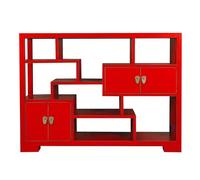 Fine Asianliving Libreria Cinese Mobile Espositore Lucky Rosso - Orientique Collezione L108xP35xA80cm