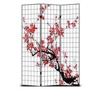 Fine Asianliving Paravento Giappones Separè L120xA180cm 3 Pannelli Fiori di Ciliegio Nero separè paravento divisore interno divisorio