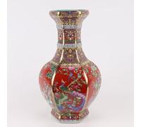 Fine Asianliving Vaso Cinese Fiori Uccelli Rosso D19xH32cm Barattolo di Zenzero Cinese Vaso Cinese Ceramica Porcellana Porcellana Vaso Decorativo Vaso di Fiori Vaso in Ceramica Orientale