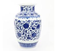 Fine Asianliving Vaso Cinese in Porcellana Lotus Blu e Bianco D19xH30cm - Barattolo di Zenzero Orientale Decorativo per Fiori in Ceramica