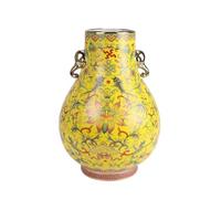 Fine Asianliving Vaso Cinese Porcellana Giallo Dipinto a Mano D22xA31cm Barattolo di Zenzero Cinese Vaso Cinese Ceramica Porcellana Porcellana Vaso Decorativo Vaso di Fiori Vaso in Ceramica