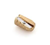 Fine&Candy - Temperamatite in ottone con foro singolo, affilatrice per matite, lama robusta e di qualità, colore oro, adatto per matite fino a 8,2 mm
