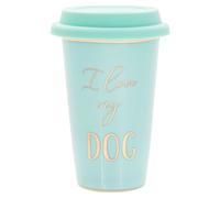 Fine China Verde Viaggio Tazza- Silicone Coperchio, Oro Scritta E Bordo - Amo My