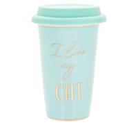 Fine China Verde Viaggio Tazza- Silicone Coperchio,Oro Scritta & Orlo - i Love