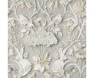 Fine Decor Dimensioni Woodland Carta da Parati 3D Animale Damasco Grigio FD42952