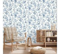 Fine Decor Eleanor Floreale Parati Fiori Uccelli Foglie Botanico Blu FD43447