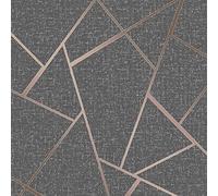 Quarzo Fractal Carta da Parati Geometrica - Fine Decor - Rame / Carbone FD42283