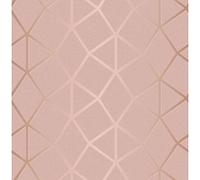 Fine Décor FD42561 Platinum Geo Trellis Blush, carta da parati color oro rosa