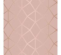 Fine Décor FD42561 Platinum Geo Trellis Blush, carta da parati color oro rosa -