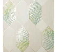 Fine Decor Miami Geometrico Tropicale Palma Foglia Parati Metallico Vari Colori
