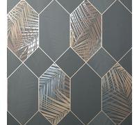 Fine Decor Miami Geometrico Tropicale Palma Foglia Parati Metallico Vari Colori