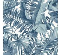Fine Decor Solstizio Palma Foglia Carta da Parati Metallico Tropicale - Verde