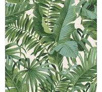 Fine Decor Solstizio Palma Foglia Carta da Parati Metallico Tropicale - Verde