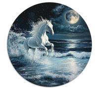 Fine Horse Puzzle 1000 pezzi Moon Night Ocean Rotondo Puzzle Giocattoli Regalo Interessanti Decorazione Murale per Adulti 1000 pezzi (67,5 x 67,5 cm)