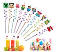 Fine jade2 10 Pezzi Cannucce Pixel per bambini Cannucce di Plastica Rigida Riutilizzabili Per Casa Bar Negozio di Bevande Matrimoni Compleanni