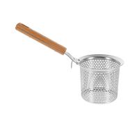 Fine Mesh Stainless Steel Pasta Strainer Spoon with Wooden Handle for Cooking