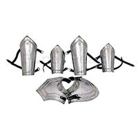 Fine Peak Gorget medievale in ferro d'acciaio ~ Braccio Guardie Vambraces Set ~ Gamba Schinieri Set Cavaliere armatura medievale armatura crociata costume cavaliere casco spalla armatura