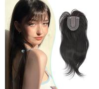 Fine Plus Morbida frangia con clip, 45,7 cm, copertura completa a 360°, con frangia sintetica realistica e regolabile, per visi tondi/ovali, cambio di stile istantaneo (marrone scuro)