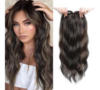 Fine Plus Topper per capelli sintetici ondulati da 50,8 cm, da donna, con capelli diradati, effetto ombré, con clip, per aggiungere volume ai capelli