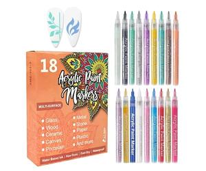 Fine Tip Nail Pen, 18-Color Paint Marker, 5.71x0.591 Inches Dotting Tool with Long-Lasting Ink, Nail Accessory with Smooth Flow, Art Designs Tool for Women and Teens