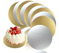 FINEASY 10 Pezzi Sottotorta Rotondo, Ø 20 cm Cake Board, Cakeboard Rotondo Riutilizzabile, Piatto Torta in Cartone, Sottotorta per Trasporto Torte e Dolci (Argento & Oro)