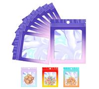 FINEASY 100 Pezzi Sacchetti Richiudibili 9x12cm, Sacchetti in Mylar Olografici, Alluminio Trasparenti per Alimenti e l'Imballaggio (Viola-rosa)