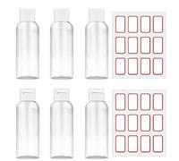 FINEASY 6Pz Kit Viaggio Liquidi Trasparente 80ml,Contenitori da Viaggio per Liquidi con 40 etichette,Bottiglie da Viaggio Plastica,Flaconi per la Cosmetica Creme Lozioni,Adatto per viaggi,Campeggio
