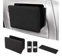 FINEASY Cestino per la Spazzatura per Auto con 100 Sacchi della Spazzatura, Portaoggetti Auto,Pieghevole,Organizer per Auto Impermeabile,Mini Pattumiera per Auto,Accessori per Interni in Pelle(Nero)