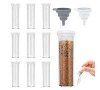 FINEASY Mini Saliera e Pepiera, Saliera da Cucina, Plastica con Coperchio e Imbuto, Spargisale, Sale e Pepe set per Spezie, Campeggio, In Viaggio, trasparente e Cucina - 10ML