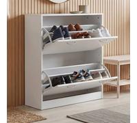 FineBuy Armadio per Scarpe Bianco 75x87x24 cm Legno Scarpiera da Interno | Armadio Piccolo da Ingresso Salvaspazio Moderna