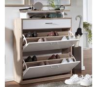 FineBuy Armadio per Scarpe Sonoma / Bianco 80x95x24 cm Legno da interno