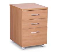 FineBuy Cassettiera con Ruote Ottawa 40x45x60 cm Faggio con 3 Cassetti