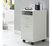 FineBuy Cassettiera Ufficio Bianca con Ruote 33x63x38 cm Archivio con Cassetto