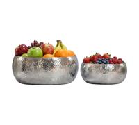FineBuy Ciotola per frutta set da 2 alluminio argento martellato fatto a ma