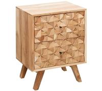 FineBuy Comodino 44x35x61 cm Legno Massello di Acacia con 2 Cassetti