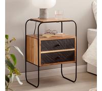 FineBuy Comodino da Letto 40x60x30 cm Legno Massello Consolle Notturna Alto
