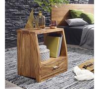 FineBuy Comodino Letto 45x53x40cm Legno Massello Sheesham Consolle Notturna