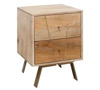 FineBuy Comodino Letto Legno Massello Mango 40x56x40cm Stile Moderno | Consolle Notturna con cassetti | Comodino da Notte