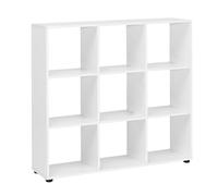 FineBuy Libreria di Design Sara con Molti Ripiani Mensola in Legno Bianca per scaffali Freestanding | Ripiano per cartelle Divisorio Scaffale per cubi Moderno | Ripiano Aperto