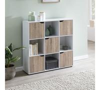 FineBuy Libreria Scaffale Cubi 89x91x29 cm Scaffalatura Bianca con Ante | Mensola Salvaspazio Soggiorno Moderna | Mobiletto Piccolo