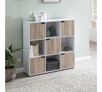 FineBuy Libreria Scaffale Cubi 89x91x29 cm Scaffalatura Bianca con Ante | Mensola Salvaspazio Soggiorno Moderna | Mobiletto Piccolo