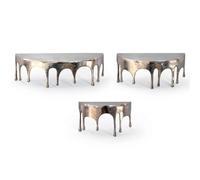 FineBuy Mensola da Parete Set di 3 Alluminio Argento Effetto Goccia