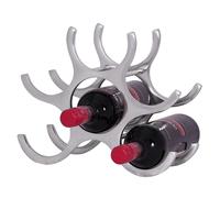 FineBuy Mensole per Vino Metallo 29 x 24 x 14 cm Argento per 6 bottiglie Cucina