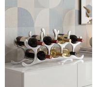 FineBuy Mensole per Vino Metallo 55 x 20 x 12 cm Argento per 9 bottiglie Cucina